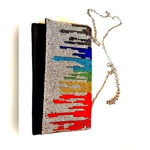 Paint stripe evening clutch